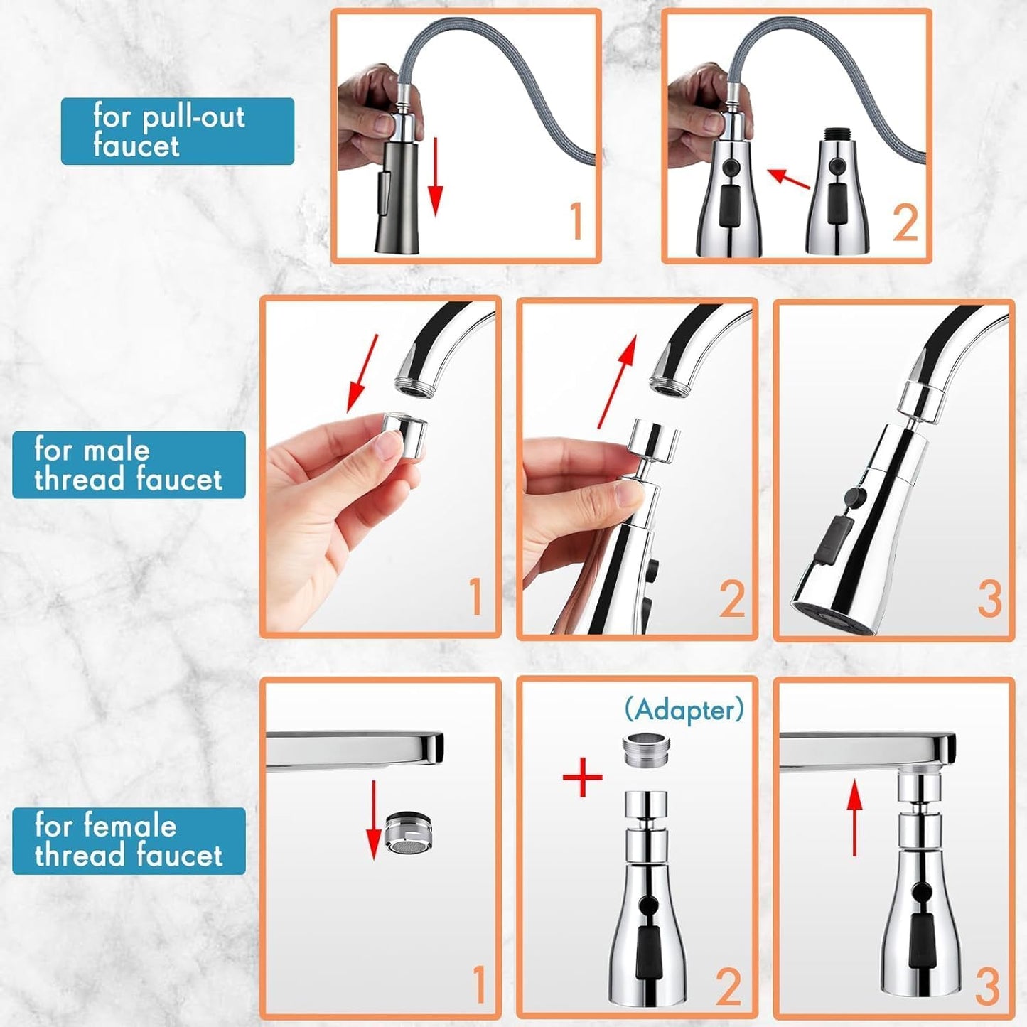 Storbie Tap Extender for Kitchen Sink, Flexible Faucet with Tap Extension for Convenient Use Upgrade Your Kitchen Sink with Flexible Tap for Easy Access